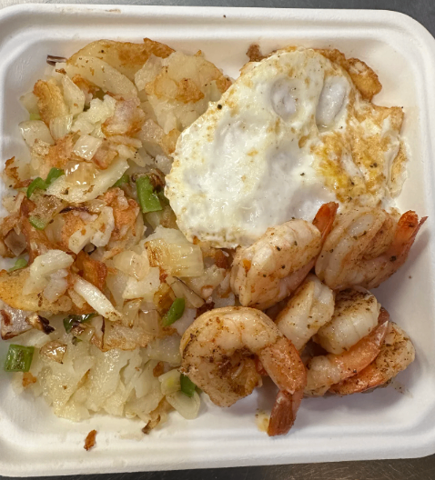 Grill Cajun Shrimp w/ Eggs Platter